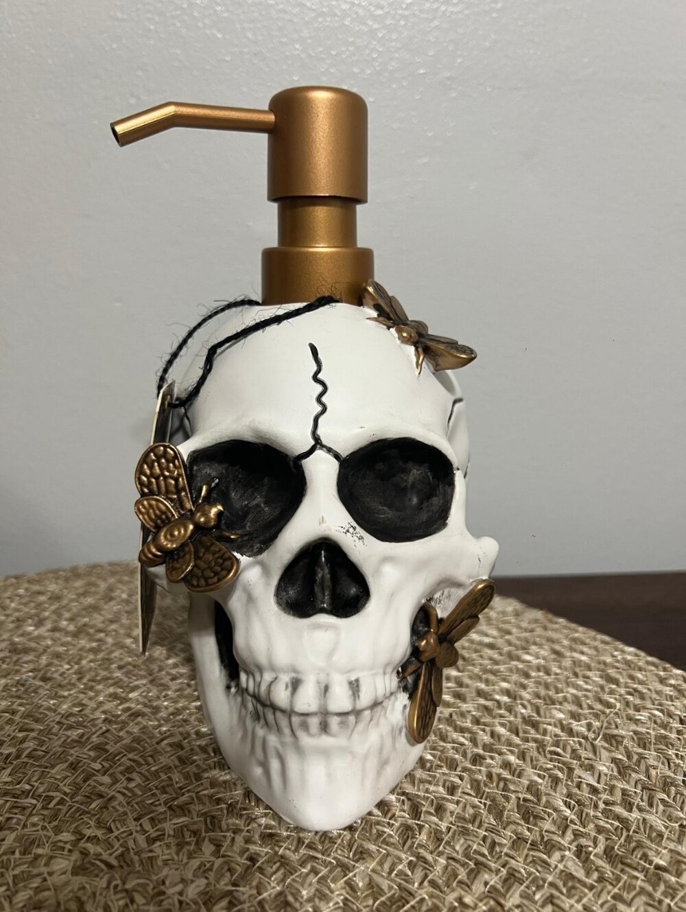 Target Halloween Skull Soap Dispenser with Gold Moths – New